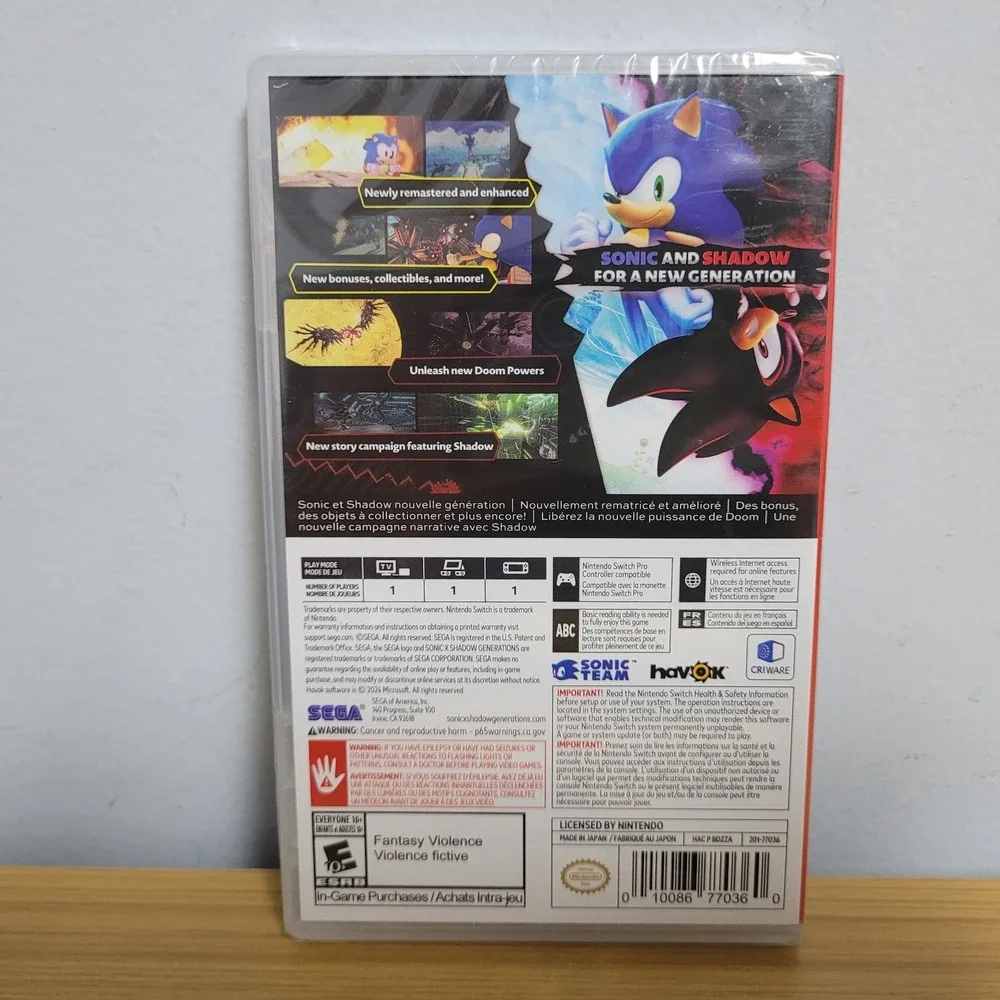 Sonic X Shadow Generations - Nintendo Switch Brand New Sealed